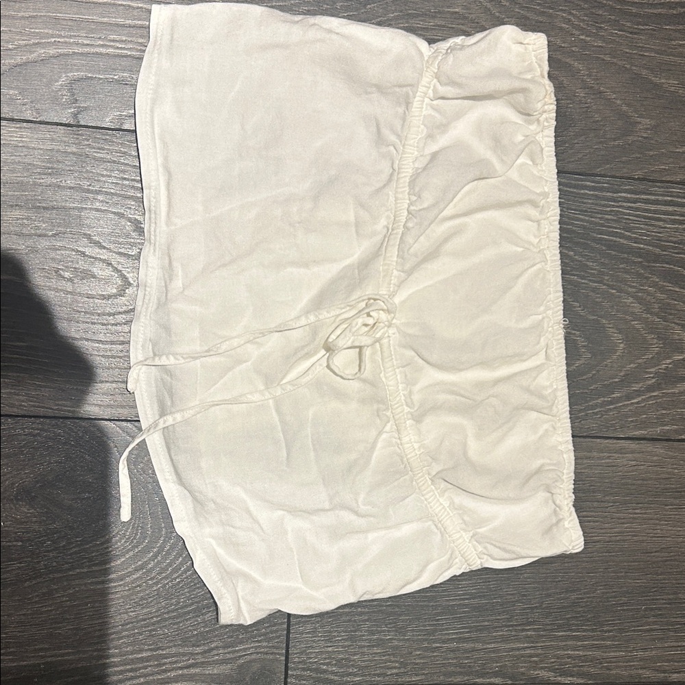 White Cotton Drawstring Tube Top